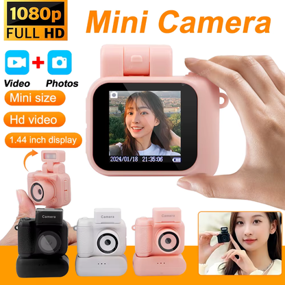 Mini Camera with Screen HD 1080P with Flash Lamp and Battery Dock Portable Retro Ultra Compact Mini Camera Video Recorder Y4000